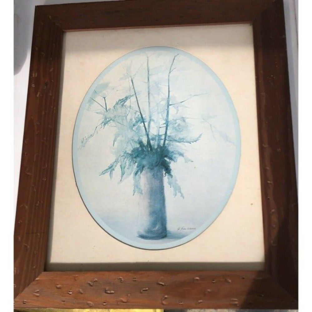 1930’s Water Color‎ Floral Matted Frames Plexiglass Signed Painting G. Giuliani